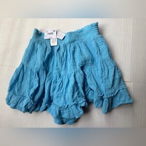 American Eagle Outfitters Light Blue Textured Flare-Skirt with Shorts